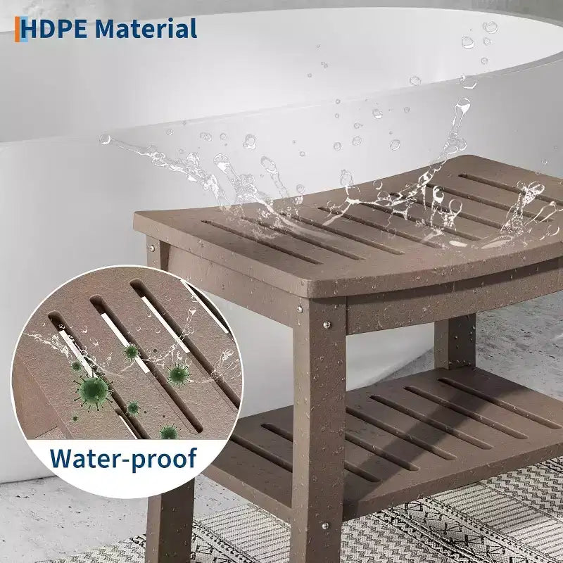 Waterproof Shower Bench with Storage Shelf,20.6 Stable Non-Slip Bathroom Stool Chair,Supports up to 400lbs,Safe Bath Seat for Bathtub