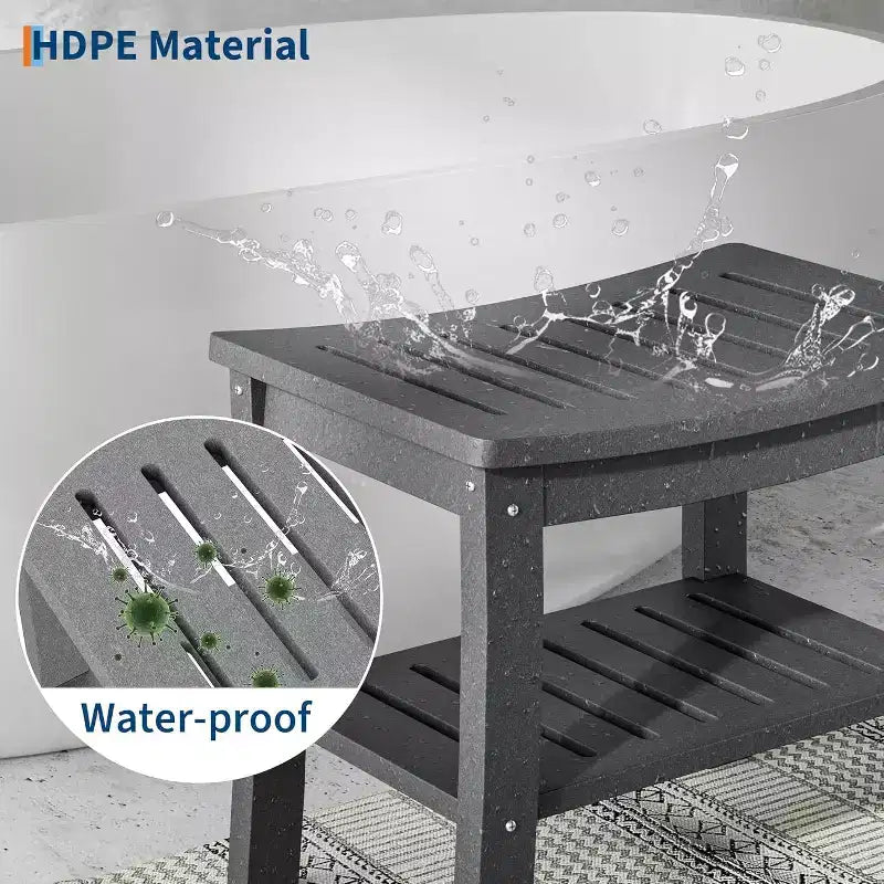 Waterproof Shower Bench with Storage Shelf,20.6 Stable Non-Slip Bathroom Stool Chair,Supports up to 400lbs,Safe Bath Seat for Bathtub