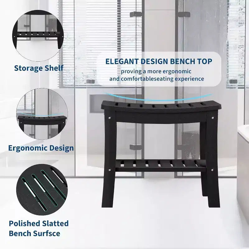 Waterproof Shower Bench with Storage Shelf,20.6 Stable Non-Slip Bathroom Stool Chair,Supports up to 400lbs,Safe Bath Seat for Bathtub