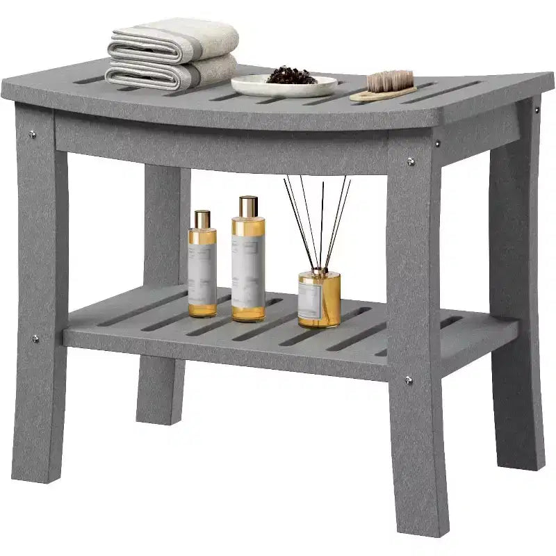Waterproof Shower Bench with Storage Shelf,20.6 Stable Non-Slip Bathroom Stool Chair,Supports up to 400lbs,Safe Bath Seat for Bathtub