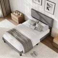 Acekool Upholstered Bed Frame with Diamond-Quilted Headboard, Platform Bed with Wooden Slat Support, No Box Spring Needed