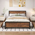 Dyonery Queen Size Platform Bed Frame with/without 4 Large Storage Drawers,Heavy Duty Steel Slat Support,Noise-Free Easy Tool-Free Assembly