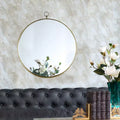 24 x 28 Inch Round Wall Mirror with Gold Iron Frame