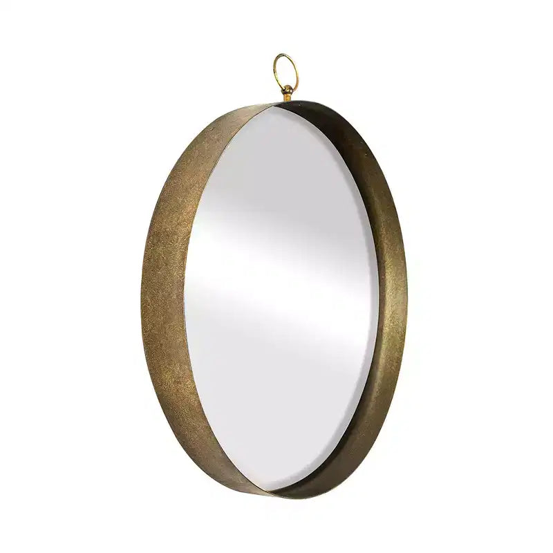24 x 28 Inch Round Wall Mirror with Gold Iron Frame