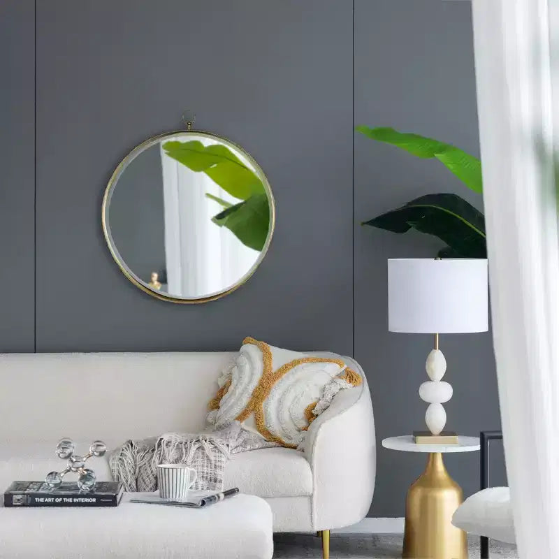 24 x 28 Inch Round Wall Mirror with Gold Iron Frame