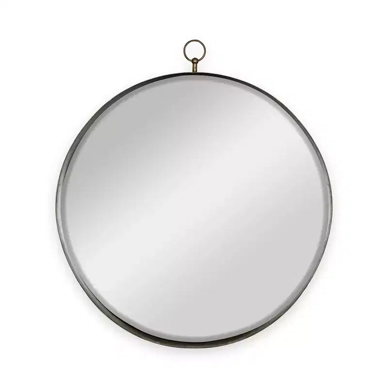 24 x 28 Inch Round Wall Mirror with Gold Iron Frame