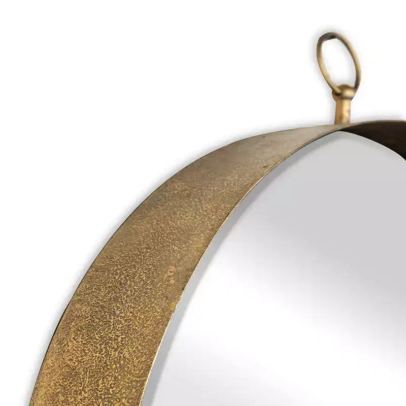 24 x 28 Inch Round Wall Mirror with Gold Iron Frame