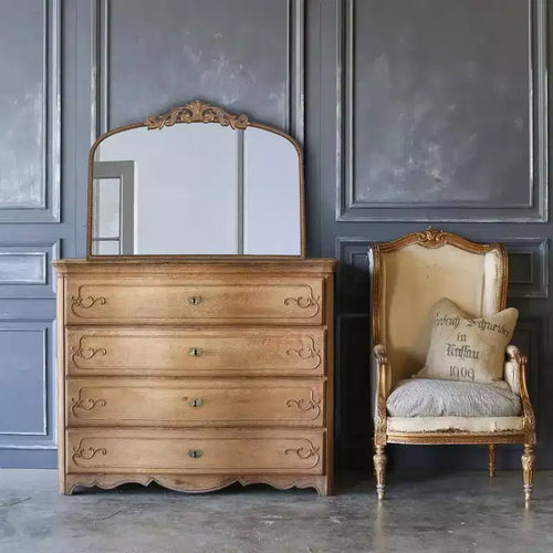 40 x 31 Inch Gold Arched Wall Mirror with Baroque Inspired Frame