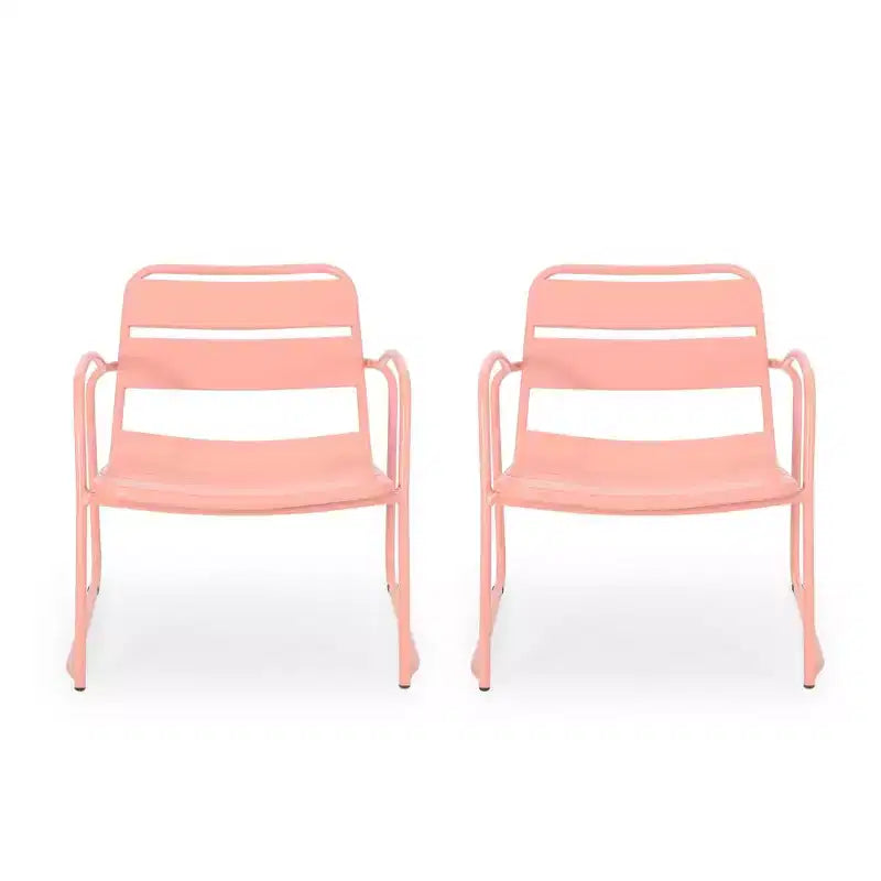Patio Dining Chairs Set of 2, Outdoor Bistro Chairs with Open Slat Design, Iron Frame Dining Chairs with Backrest Armrest for Backyard, Balcony