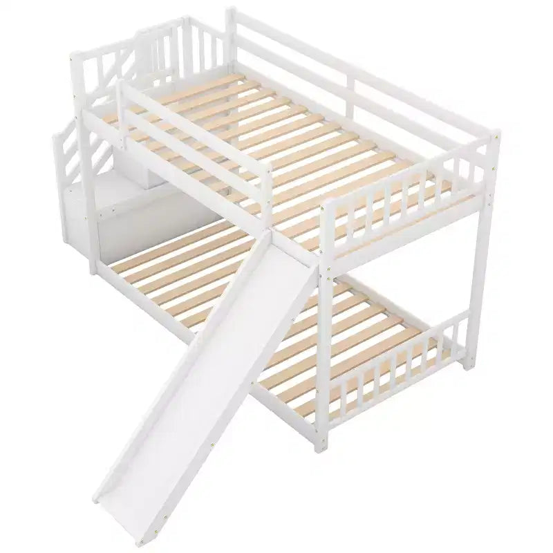 GDFStudio Jenkins Bunk Bed with Convertible Slide and Stairway