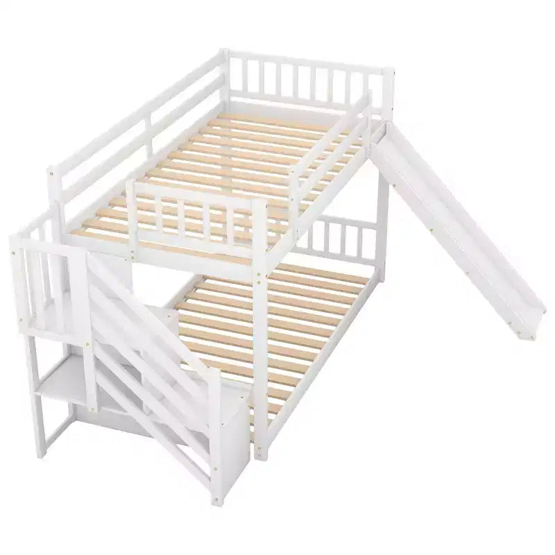 GDFStudio Jenkins Bunk Bed with Convertible Slide and Stairway