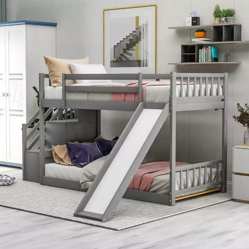 GDFStudio Jenkins Bunk Bed with Convertible Slide and Stairway