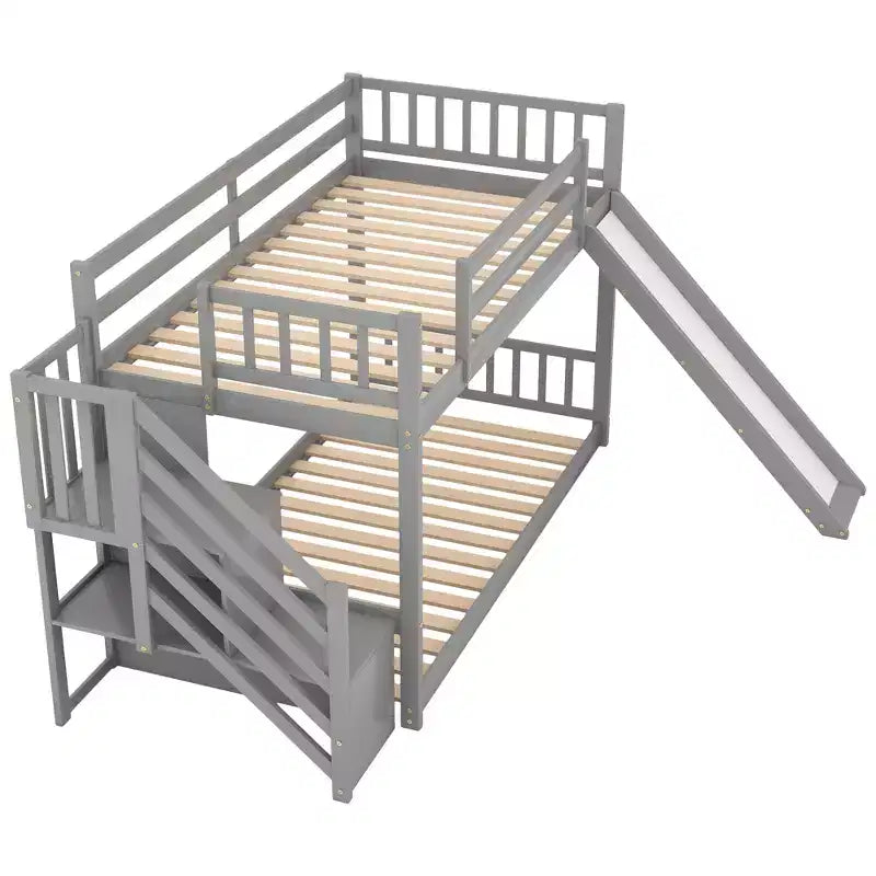 GDFStudio Jenkins Bunk Bed with Convertible Slide and Stairway