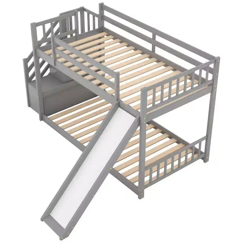 GDFStudio Jenkins Bunk Bed with Convertible Slide and Stairway