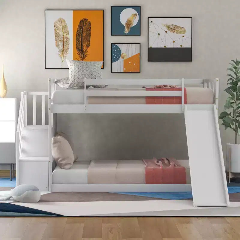 GDFStudio Jenkins Bunk Bed with Convertible Slide and Stairway