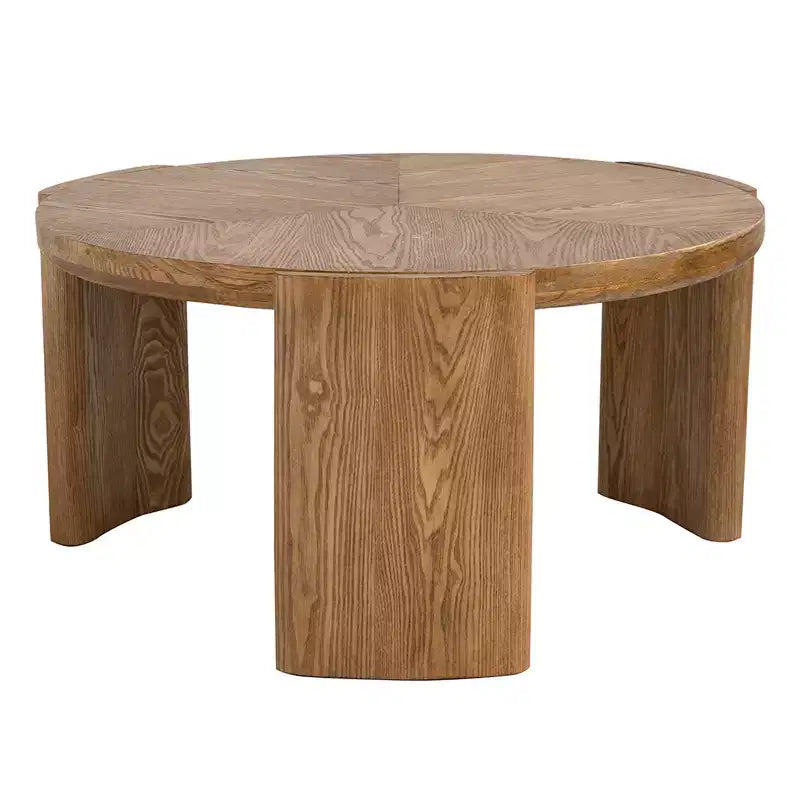 Round Coffee Table with Curved Legs and Brown Ash Veneer Finish D32x16.5