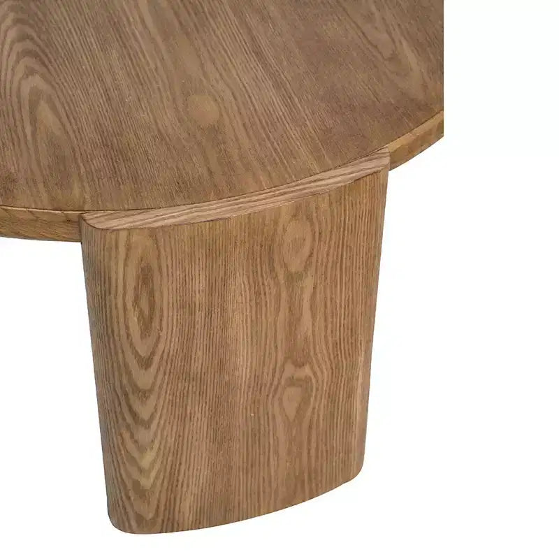 Round Coffee Table with Curved Legs and Brown Ash Veneer Finish D32x16.5