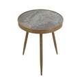 Round Side Table with Glass Top and Antique Gold Legs 18x18x22