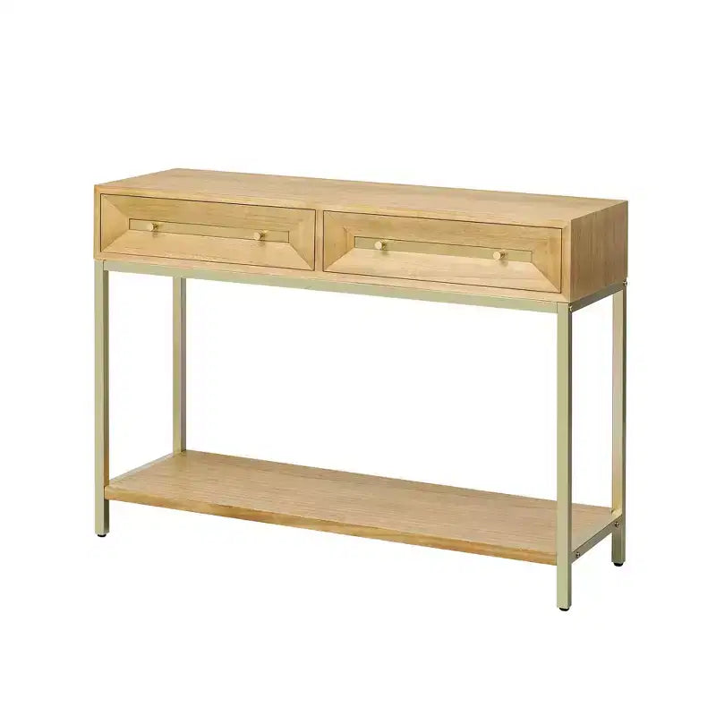 Clihome Entryway Table, Console Table with Two Drawers, Retro Hallway Table with Striking Geometric Design for Entryway and Living Room