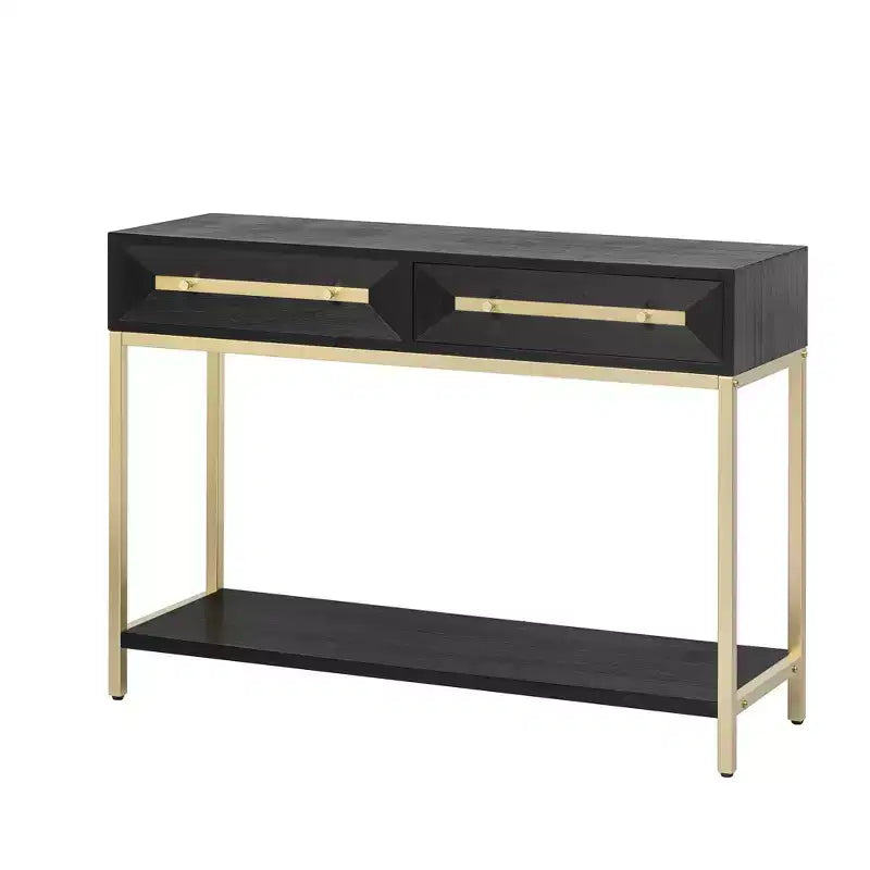 Clihome Entryway Table, Console Table with Two Drawers, Retro Hallway Table with Striking Geometric Design for Entryway and Living Room
