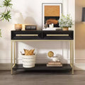 Clihome Entryway Table, Console Table with Two Drawers, Retro Hallway Table with Striking Geometric Design for Entryway and Living Room