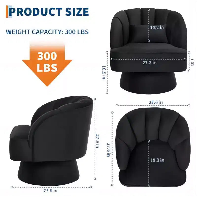 Swivel Barrel Accent Chair with Removable Pillow, 360-Degree Round Reading Chair Soft Boucle Fabric One Arm Lounge Chair for Living Room Bedroom