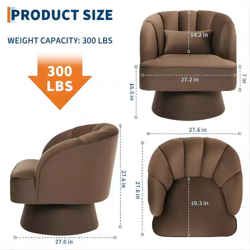 Swivel Barrel Accent Chair with Removable Pillow, 360-Degree Round Reading Chair Soft Boucle Fabric One Arm Lounge Chair for Living Room Bedroom