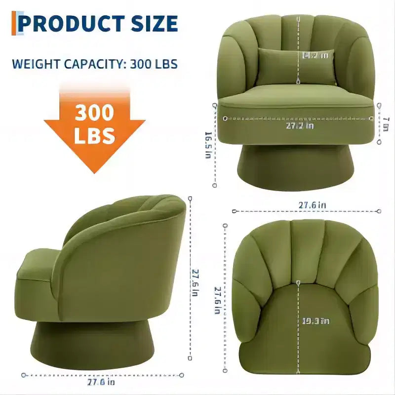 Swivel Barrel Accent Chair with Removable Pillow, 360-Degree Round Reading Chair Soft Boucle Fabric One Arm Lounge Chair for Living Room Bedroom