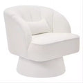 Swivel Barrel Accent Chair with Removable Pillow, 360-Degree Round Reading Chair Soft Boucle Fabric One Arm Lounge Chair for Living Room Bedroom