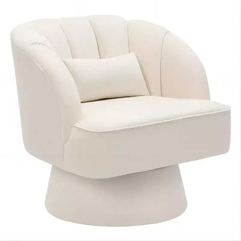 Swivel Barrel Accent Chair with Removable Pillow, 360-Degree Round Reading Chair Soft Boucle Fabric One Arm Lounge Chair for Living Room Bedroom