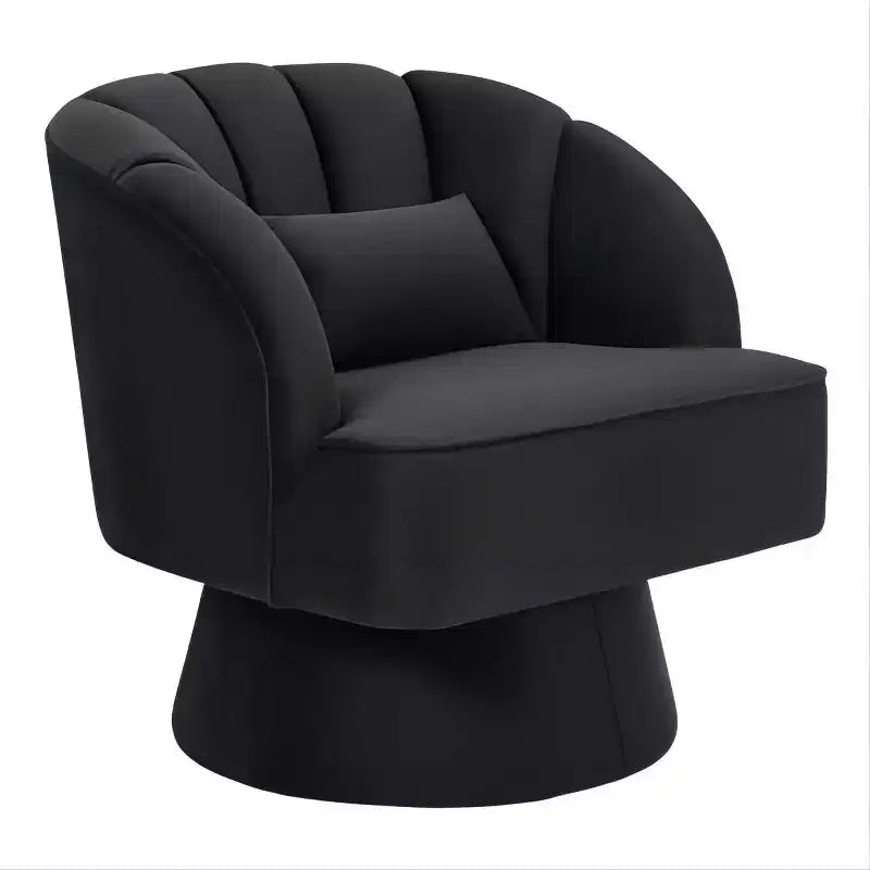 Swivel Barrel Accent Chair with Removable Pillow, 360-Degree Round Reading Chair Soft Boucle Fabric One Arm Lounge Chair for Living Room Bedroom