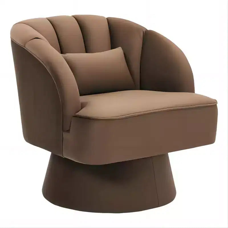 Swivel Barrel Accent Chair with Removable Pillow, 360-Degree Round Reading Chair Soft Boucle Fabric One Arm Lounge Chair for Living Room Bedroom