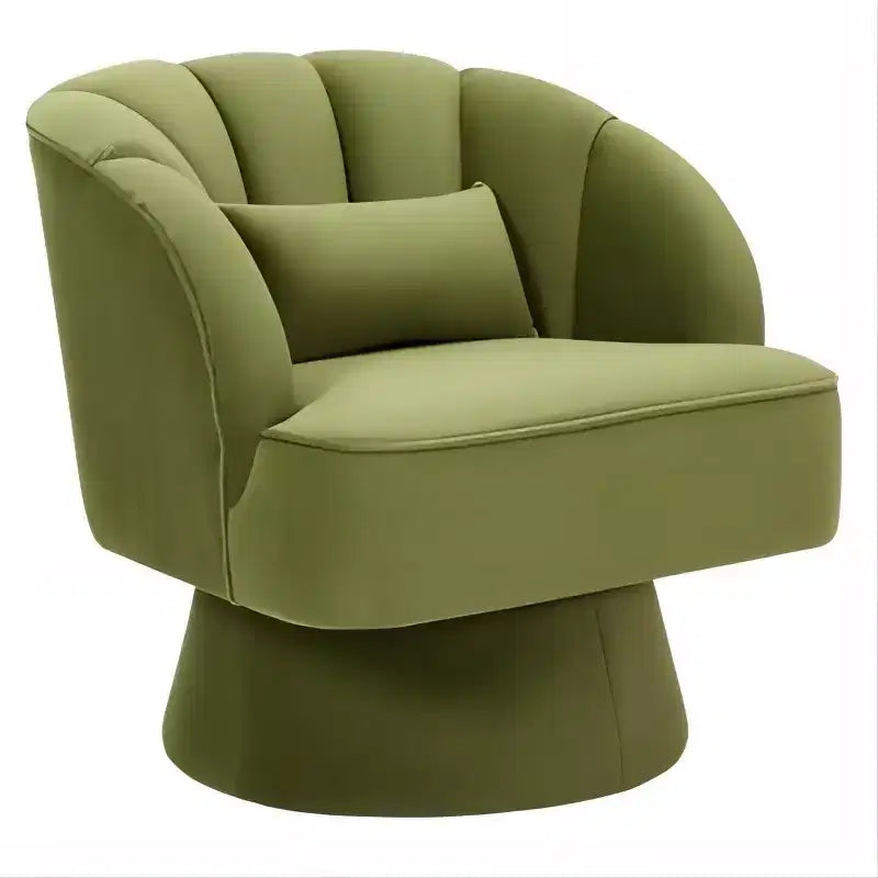 Swivel Barrel Accent Chair with Removable Pillow, 360-Degree Round Reading Chair Soft Boucle Fabric One Arm Lounge Chair for Living Room Bedroom