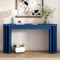 TUYOHW 59 Modern Console Table with Fan-Shaped Legs,Oak Veneer Entryway Table with 2 Drawers,Oval Sofa Table for Living Room,Hallway,Entryway