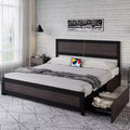 Full Size Platform Bed Frame with Charging Station, Industrial Metal Bed with Headboard & Reinforced Slat Support, No Box Spring Needed, Easy Assembly
