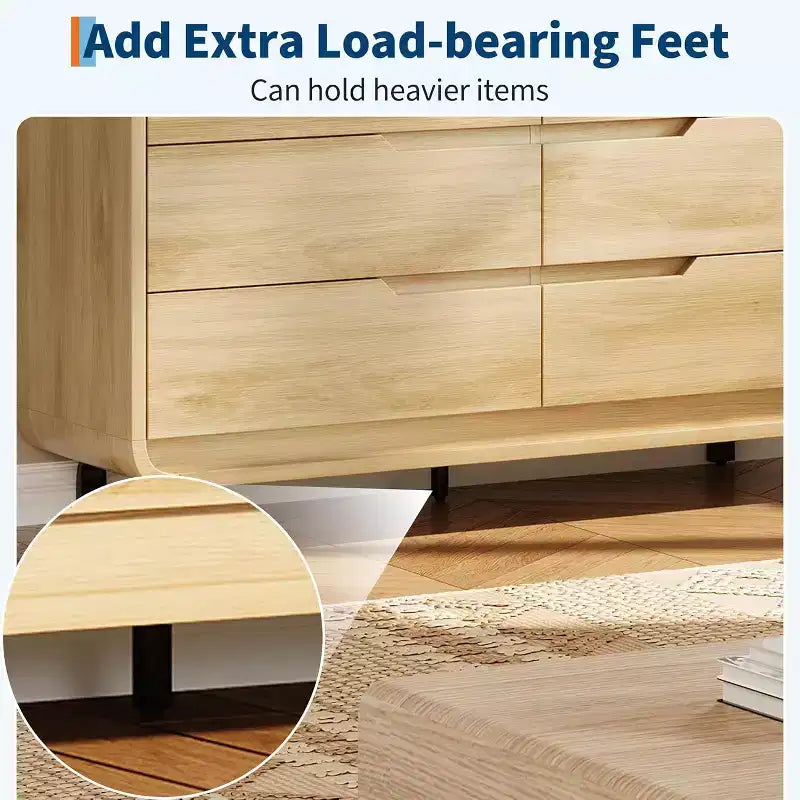 Acekool 6 Drawer Dresser for Bedroom, Modern Wooden Chest of Drawers with Storage for Living Room