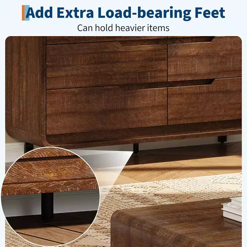 Acekool 6 Drawer Dresser for Bedroom, Modern Wooden Chest of Drawers with Storage for Living Room