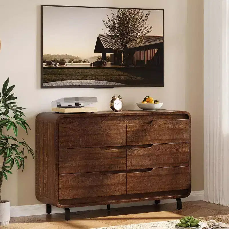 Acekool 6 Drawer Dresser for Bedroom, Modern Wooden Chest of Drawers with Storage for Living Room
