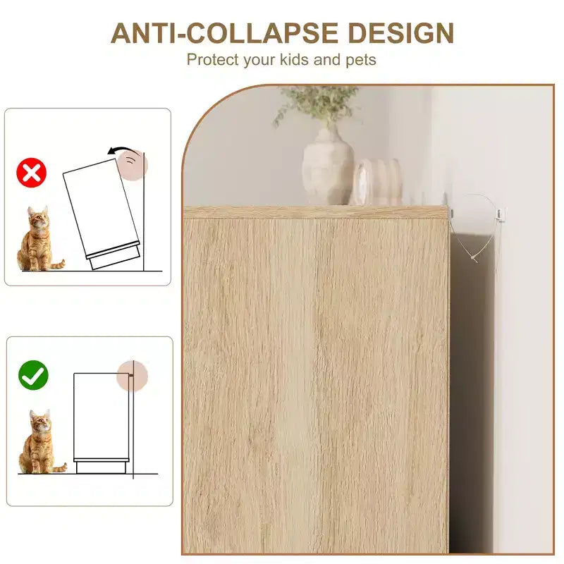 5 Drawer Rattan Dresser for Bedroom, Integrated Cabinet Body & Legs Design, Wooden Chest of Drawers for Hallways, Entryways and Closet