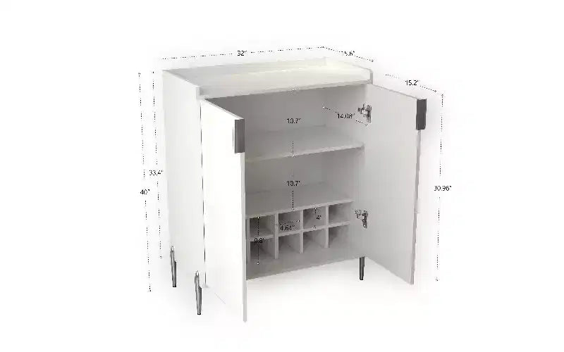 TUYOHW 2-Door Buffet Cabinet, Engineered Wood Sideboard Cabinet with Adjustable Shelves, Home Bar Cabinet with Rack & Adjustable Storage Shelf