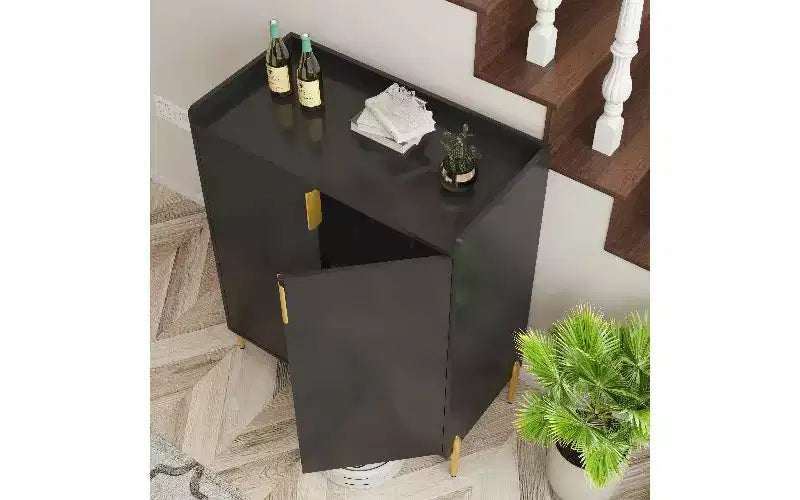 TUYOHW 2-Door Buffet Cabinet, Engineered Wood Sideboard Cabinet with Adjustable Shelves, Home Bar Cabinet with Rack & Adjustable Storage Shelf