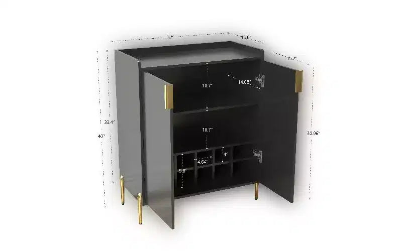 TUYOHW 2-Door Buffet Cabinet, Engineered Wood Sideboard Cabinet with Adjustable Shelves, Home Bar Cabinet with Rack & Adjustable Storage Shelf