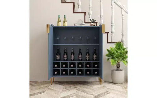 TUYOHW 2-Door Buffet Cabinet, Engineered Wood Sideboard Cabinet with Adjustable Shelves, Home Bar Cabinet with Rack & Adjustable Storage Shelf