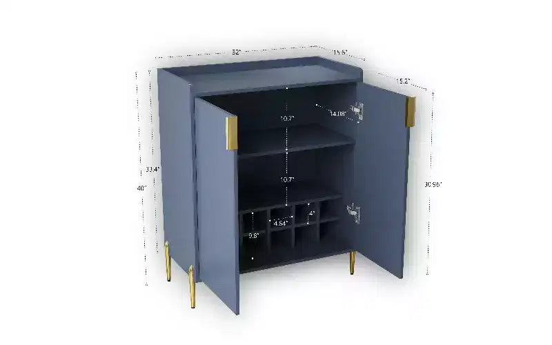 TUYOHW 2-Door Buffet Cabinet, Engineered Wood Sideboard Cabinet with Adjustable Shelves, Home Bar Cabinet with Rack & Adjustable Storage Shelf