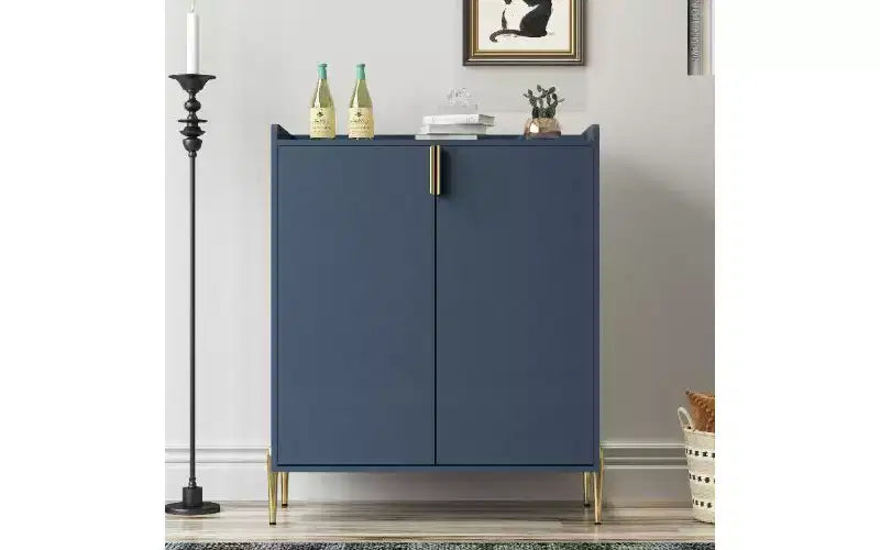TUYOHW 2-Door Buffet Cabinet, Engineered Wood Sideboard Cabinet with Adjustable Shelves, Home Bar Cabinet with Rack & Adjustable Storage Shelf