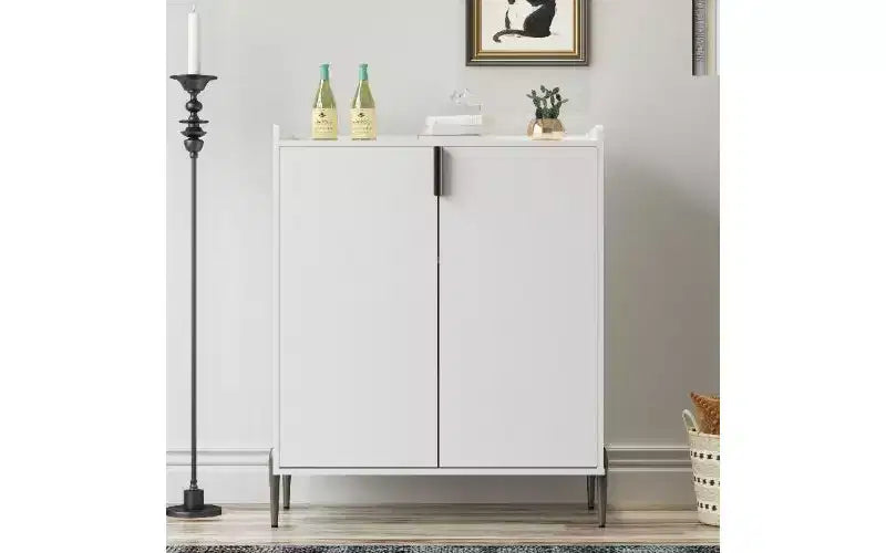 TUYOHW 2-Door Buffet Cabinet, Engineered Wood Sideboard Cabinet with Adjustable Shelves, Home Bar Cabinet with Rack & Adjustable Storage Shelf