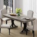 COZONY 71 Dining Table with Two Drawers, Rectangular Wooden Kitchen Table for 6-8, Double Pedestal Base