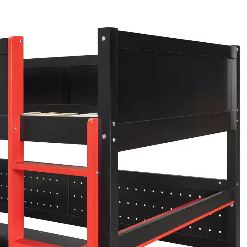 Luxystar Modern Twin Size Loft Bed With Storage Stairs, U Shaped Desk, Drawers And Pegboard