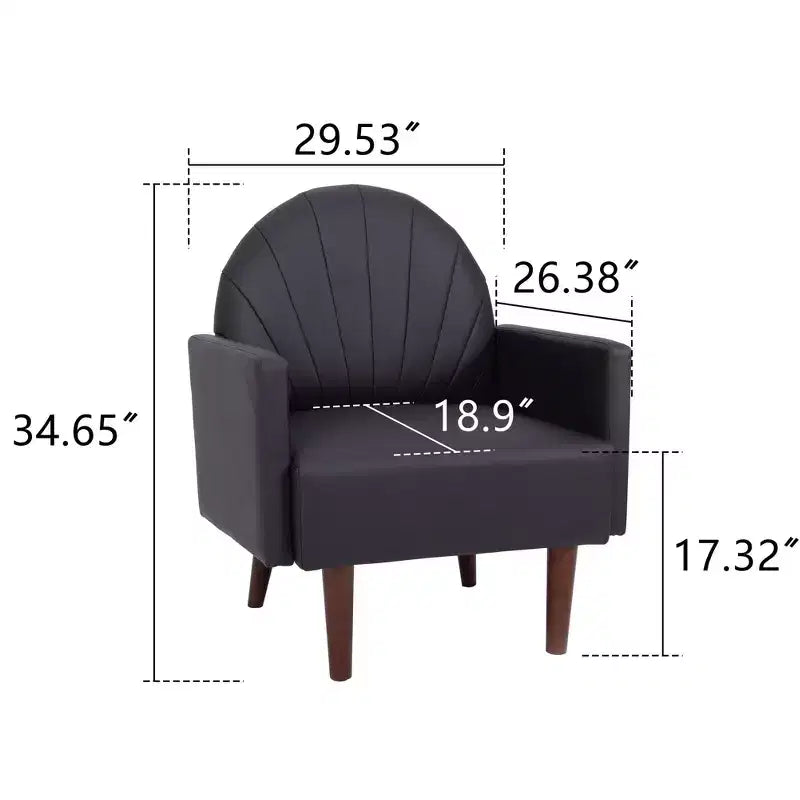TUYOHW Shell Shaped Armchair,PU Leather Upholstered Lounge Chair with Solid Wood Legs,Enveloping Accent Chair for Living Room,Study,Balcony