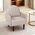 TUYOHW Shell Shaped Armchair,PU Leather Upholstered Lounge Chair with Solid Wood Legs,Enveloping Accent Chair for Living Room,Study,Balcony